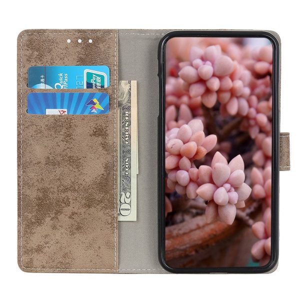 Motorola Moto E6 Plus Vintage Læder Cover m. Pung Brun For Discount