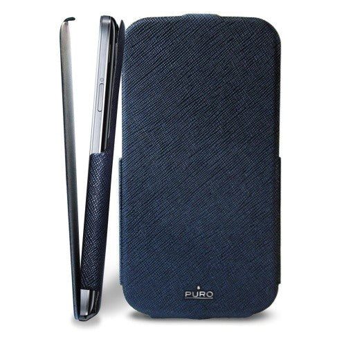 Puro Samsung Galaxy S4 S4+ Flip Cover Etui Blå Supply