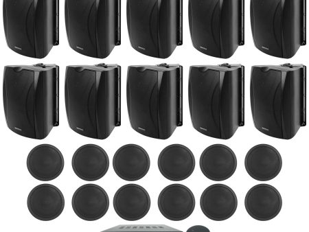 (10) 6.5  Black Wall+(12) 6  Ceiling Speakers+4-Zone Matrix Amp+Wifi Receiver Cheap