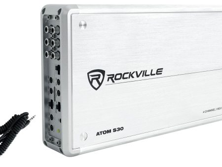 Rockville ATOM S30 Marine Amplifier 2400w 4 Channel Amp w Volt Meter+PA Mic Cheap