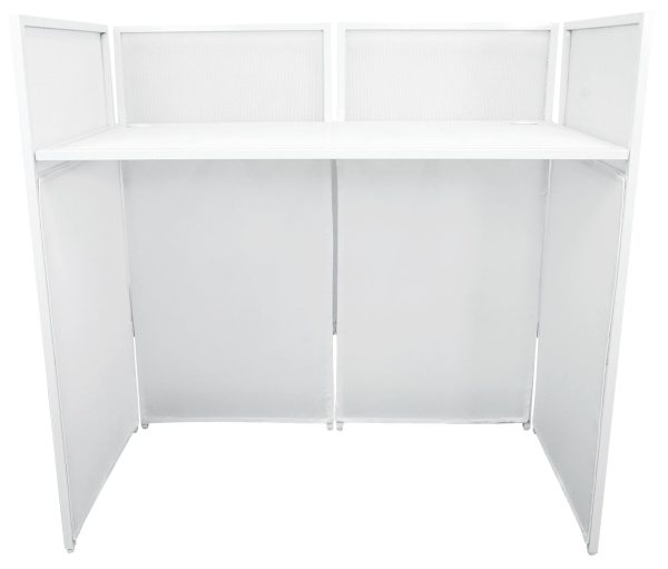 Rockville Rockbooth XL White Event Booth DJ Facade w Built in Table+Bag+Scrims Supply