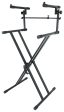 Rockville RKS42X 2-Tier Double X Keyboard Stand, Quick Release, Adjustable Top Tier For Discount