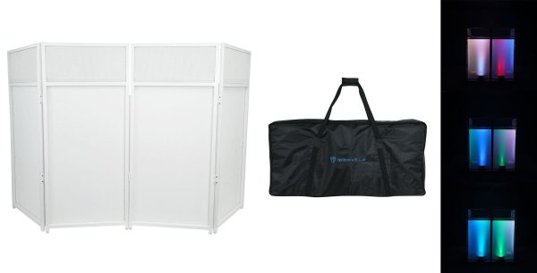 Rockville Rockbooth White Event Booth DJ Facade+Built in Table+Travel Bag+Scrims Online Sale