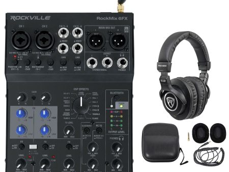 Rockville ROCKMIX 6FX 6 Channel Mixer USB Recording Interface+Effects+Headphones Sale