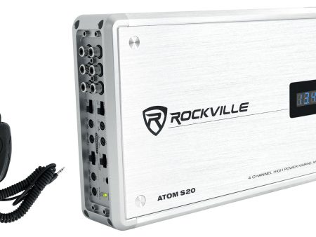 Rockville ATOM S20 Marine Bluetooth Amplifier 1600w 4 Channel Volt Meter+PA Mic Online Hot Sale