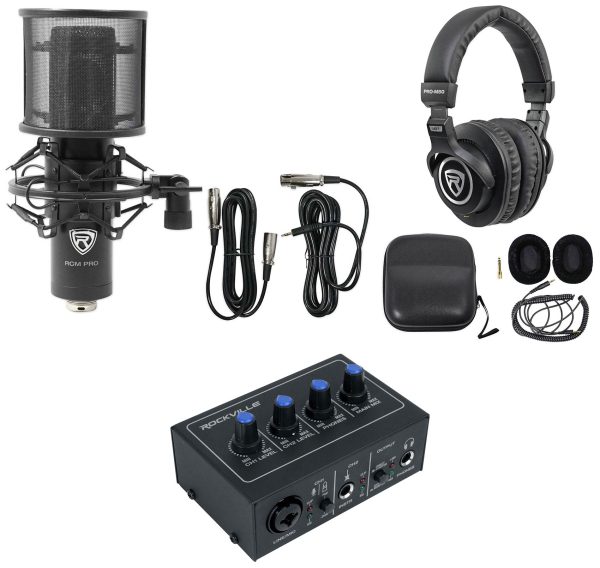 Rockville ROCK-U MINI 2x2 USB Computer Recording Interface+Studio Mic+Headphones Online