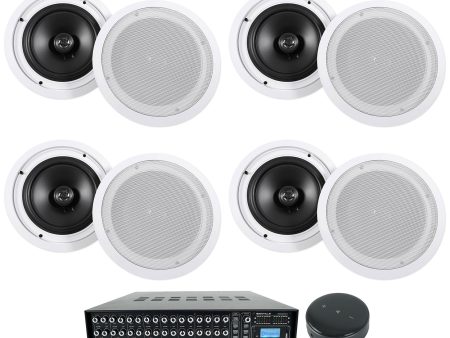 Rockville ROCK MATRIX 4-Zone Home Audio Amp+Wifi Receiver+8) 8  Ceiling Speakers For Sale