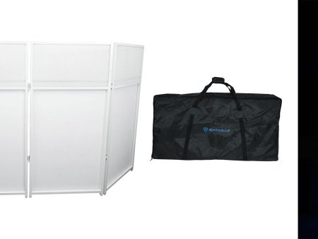 Rockville Rockbooth XL White Event Booth DJ Facade w Built in Table+Bag+Scrims Supply