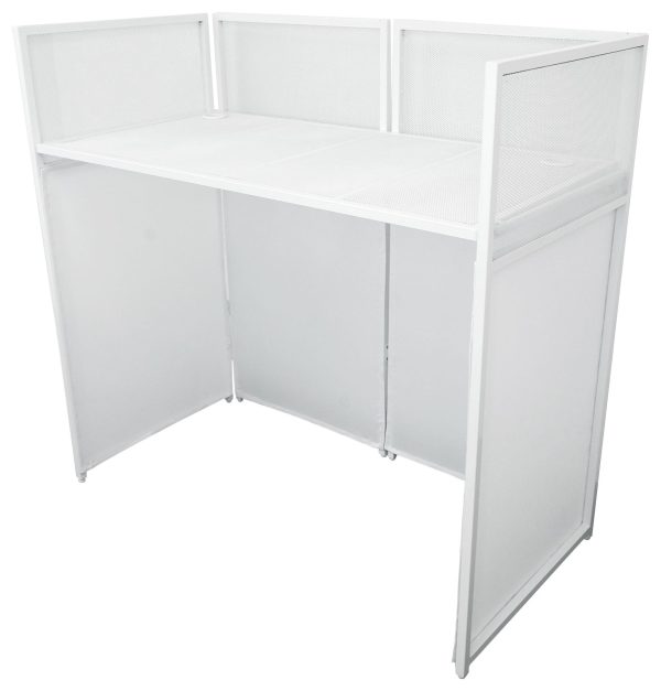 Rockville Rockbooth XL White Event Booth DJ Facade w Built in Table+Bag+Scrims Supply