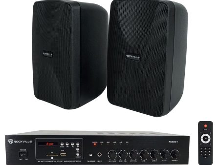 Rockville 70v Commercial Restaurant Amplifier w Bluetooth+(2) Black 4  Speakers Online Hot Sale