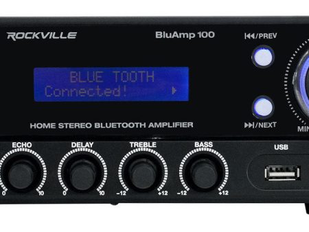 Rockville BLUAMP 100 Home Stereo Bluetooth Amplifier with USB Mic Input+RCA Out Cheap