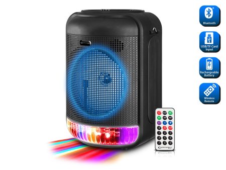 Technical Pro LIT8 Portable 8  Bluetooth LED Party Speaker w Strap+Wireless Link Sale