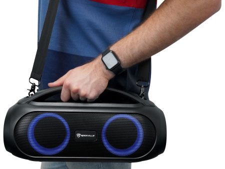 Rockville GO PARTY MAX BASS Large Portable LED Bluetooth Speaker w Wireless Link For Sale