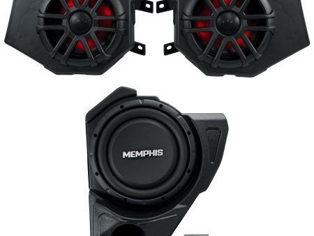 Pair Memphis Audio RZR65FE 75w RMS Speaker Pods+Subwoofer For 2014+ Polaris RZR For Sale