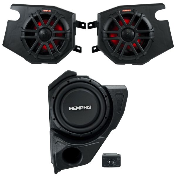 Pair Memphis Audio RZR65FE 75w RMS Speaker Pods+Subwoofer For 2014+ Polaris RZR For Sale