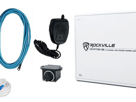 Rockville KRYPTON S6 Marine Boat 2600 Watt 6 Channel Amplifier+PA Mic+Amp Kit Online Hot Sale