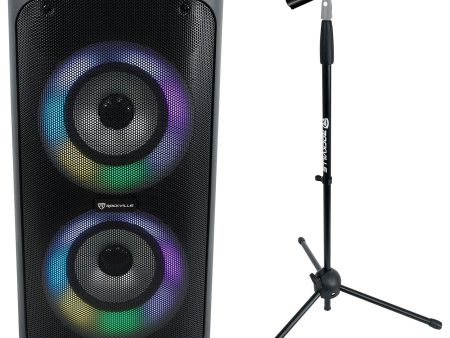 Rockville Go Party 6 Karaoke Machine System LED Party Speaker w Mic+Tablet Stand Fashion