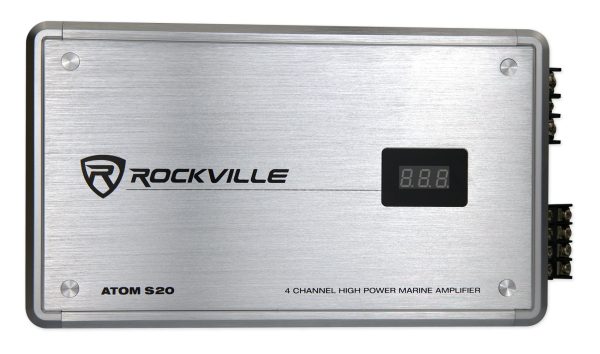 Rockville ATOM S20 1600w 4-Channel Marine Bluetooth Amplifier+PA Mic+Amp Kit Online Sale