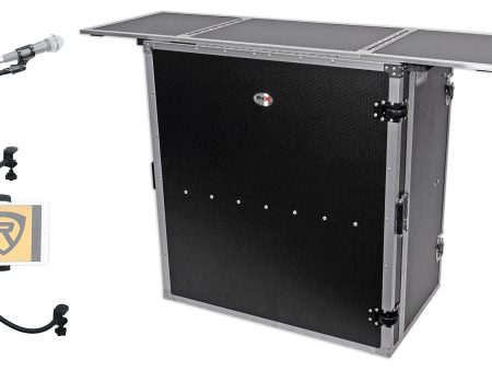 ProX XS-DJSTN Portable Mobile DJ Combo Table Facade+Gooseneck Tablet+Mic Stands Online Sale