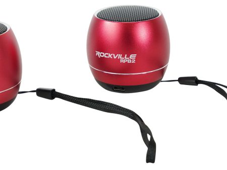 Pair Rockville RPB3-RED Handheld Wireless Linking Portable Bluetooth Speakers Supply