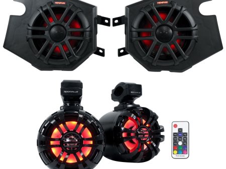 Pair Memphis RZR65FE Speakers+Pods+LED Tower Speakers For 2014+ Polaris RZR Online