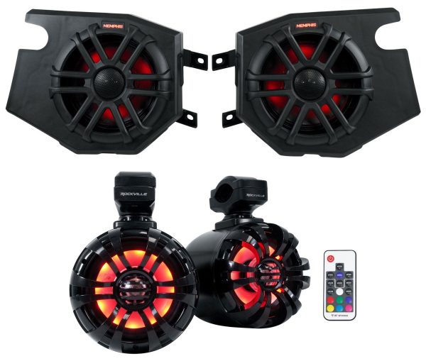 Pair Memphis RZR65FE Speakers+Pods+LED Tower Speakers For 2014+ Polaris RZR Online