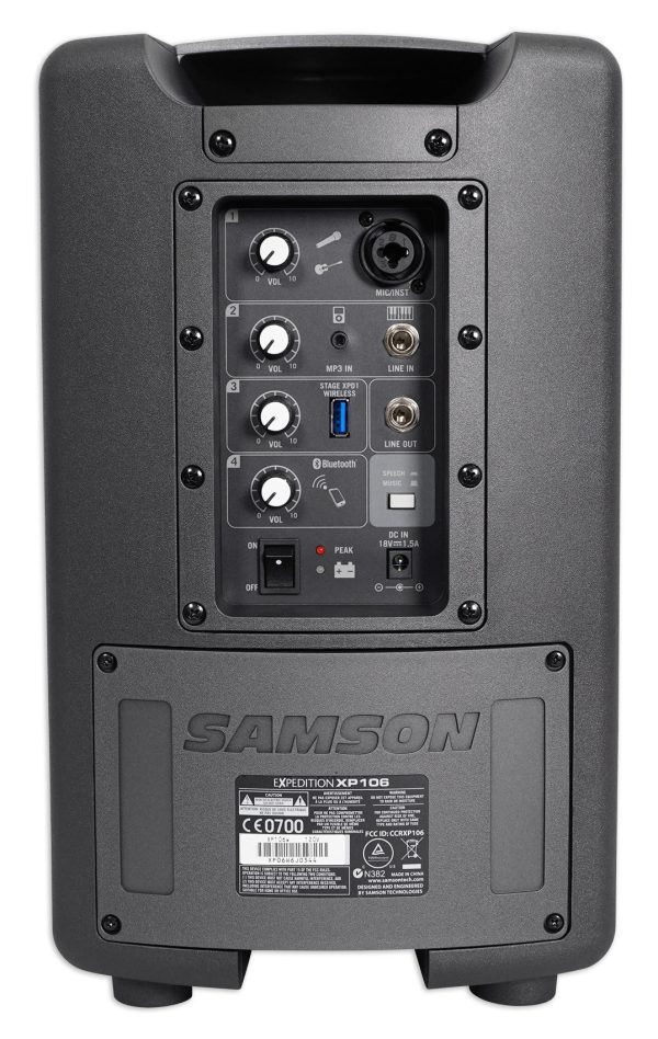 Samson Expedition XP106W 6  Portable Rechargeable Powered PA DJ Speaker+Mic Supply