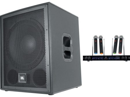 JBL IRX115S 1300 Watt 15  Powered Subwoofer Pro Audio PA Sub+(4) Wireless Mics For Discount