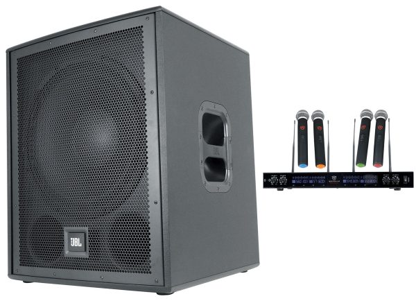 JBL IRX115S 1300 Watt 15  Powered Subwoofer Pro Audio PA Sub+(4) Wireless Mics For Discount