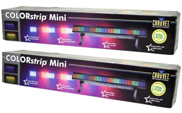 2 Chauvet COLORSTRIP MINI DMX LED Wash Light Bars With Mounting Brackets Online Hot Sale