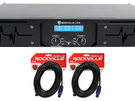 Rockville D12 5000w Peak 1400w RMS 2 Channel Power Amplifier Pro DJ Amp+Cables Discount