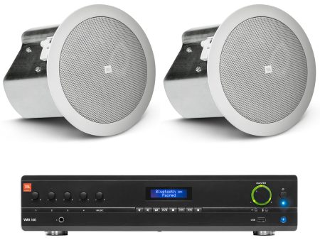 Pair JBL CONTROL 14C T 4  In-Ceiling Speakers + Receiver For Restaurant Bar Cafe Cheap