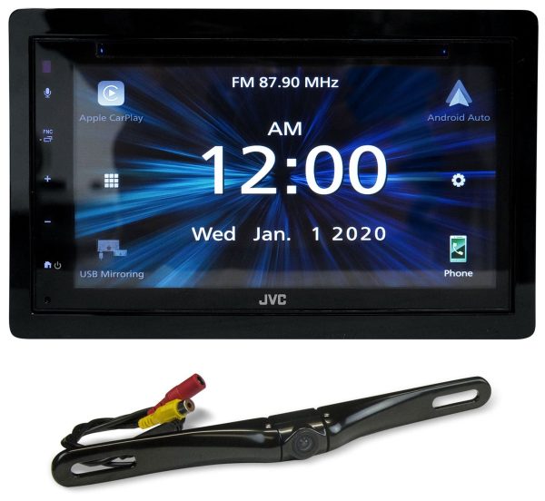 JVC KW-V660BT 6.8  Car Monitor DVD Carplay Bluetooth Android Receiver+Backup Cam Supply