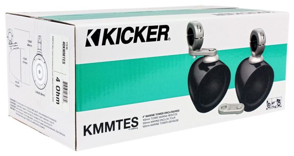 Pair Kicker KMMTES Mini Marine Wakeboard Tower Enclosures for 4-Inch Speakers Cheap