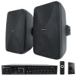 Rockville Commercial Amplifier+(2) Black 6.5  4-Way Swivel Speakers+Wall Control Fashion