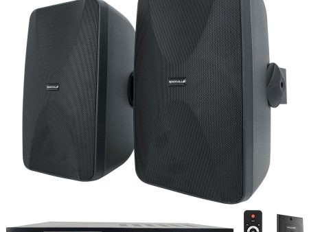 Rockville Commercial Amplifier+(2) Black 6.5  4-Way Swivel Speakers+Wall Control Fashion