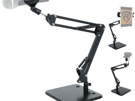 Rockville iSTAND 75 Desktop Boom Arm Stand for Mics, Webcams, with Phone Tablet Holder Online now